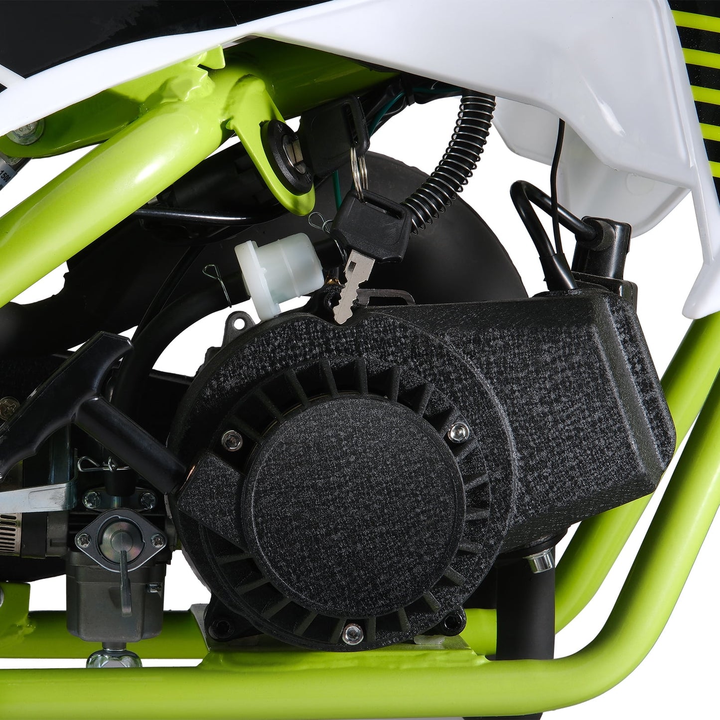 Happydeer Dirt Bike for Kids & Adults, Mini Motorcycle, 2-Stroke Pocket Rocket Motor-Bike 49cc Gas Motorcycle, Tires Shock Absorption Springs Soft Seat Off-Road Tires Shock Absorption, Yellow Green