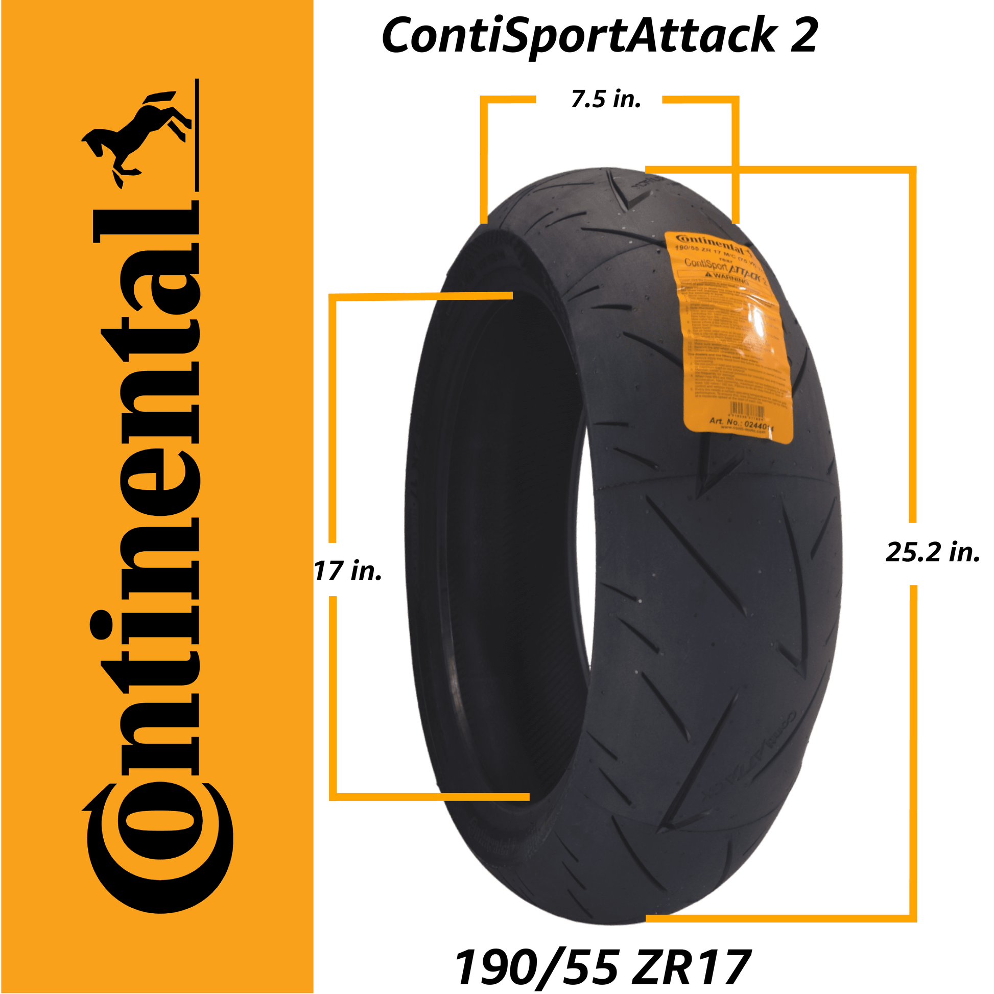 Continental ContiSportAttack 2 120/70ZR17 Front & 190/55ZR17 Rear Sports Motorcycle Tires - High-Performance Grip, Enhanced Stability, and Quick Warm-Up 120/70-17, 190/55-17