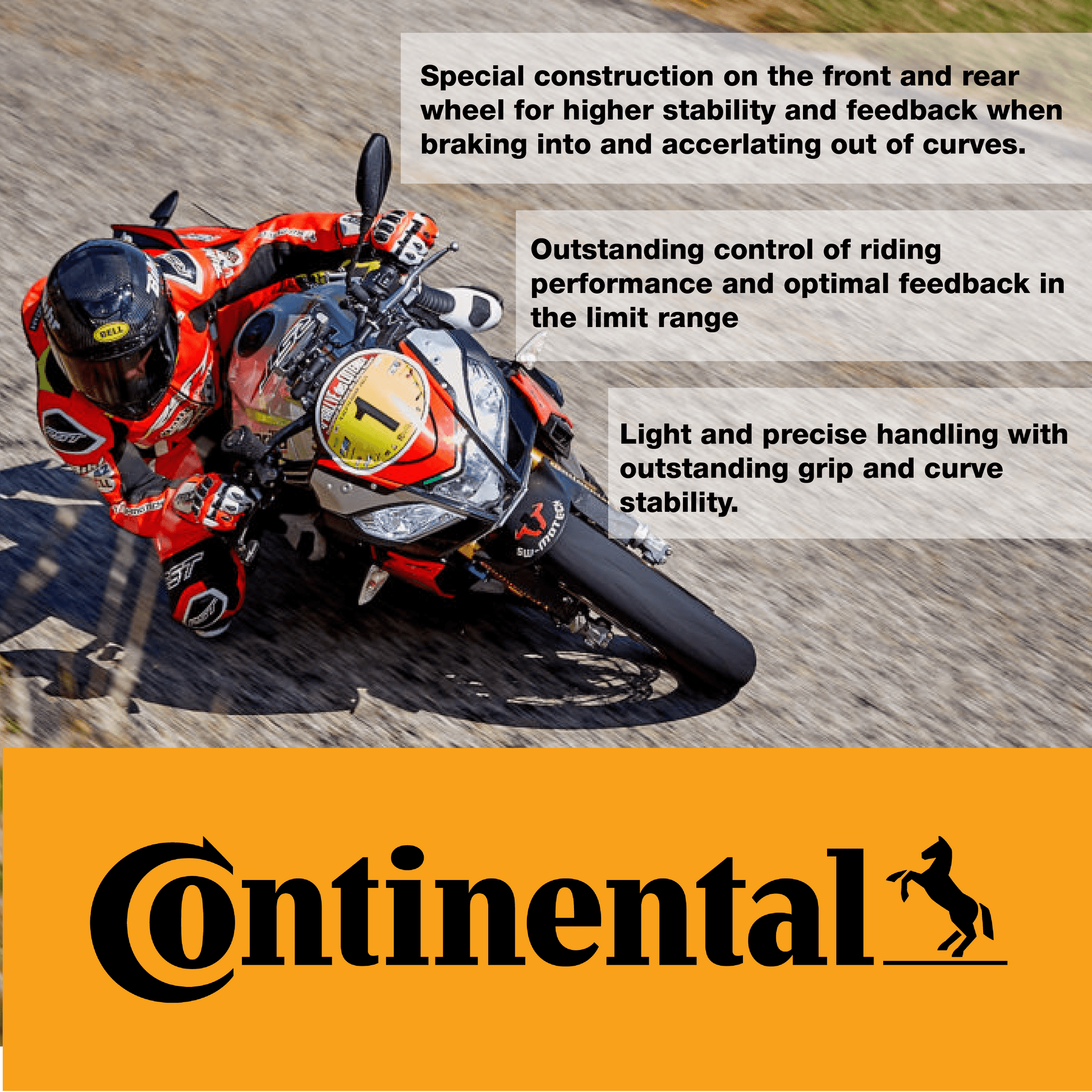 Continental ContiSportAttack 2 120/70ZR17 Front & 190/55ZR17 Rear Sports Motorcycle Tires - High-Performance Grip, Enhanced Stability, and Quick Warm-Up 120/70-17, 190/55-17