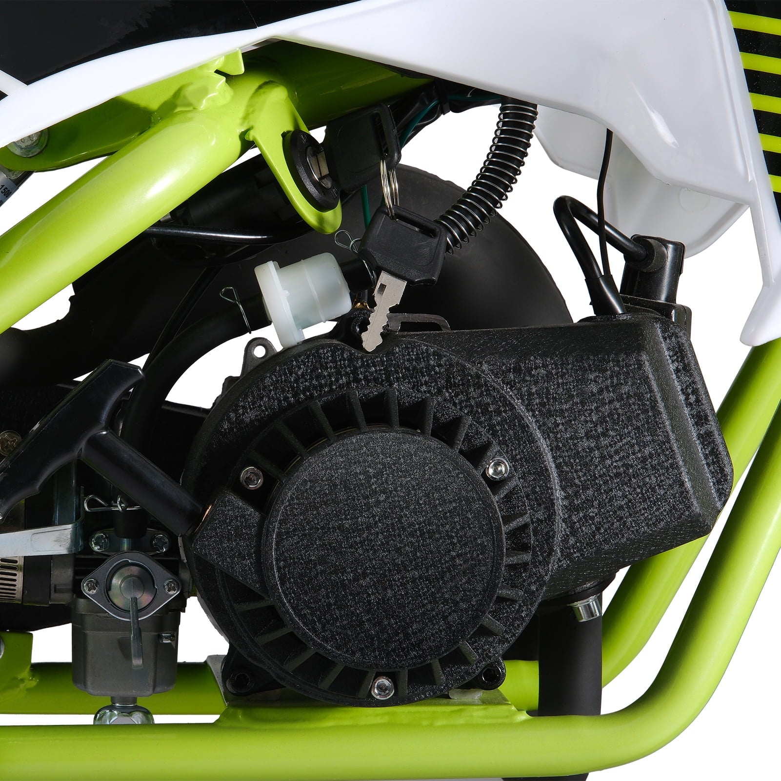 Happydeer Dirt Bike for Kids & Adults, Mini Motorcycle, 2-Stroke Pocket Rocket Motor-Bike 49cc Gas Motorcycle, Tires Shock Absorption Springs Soft Seat Off-Road Tires Shock Absorption, Yellow Green