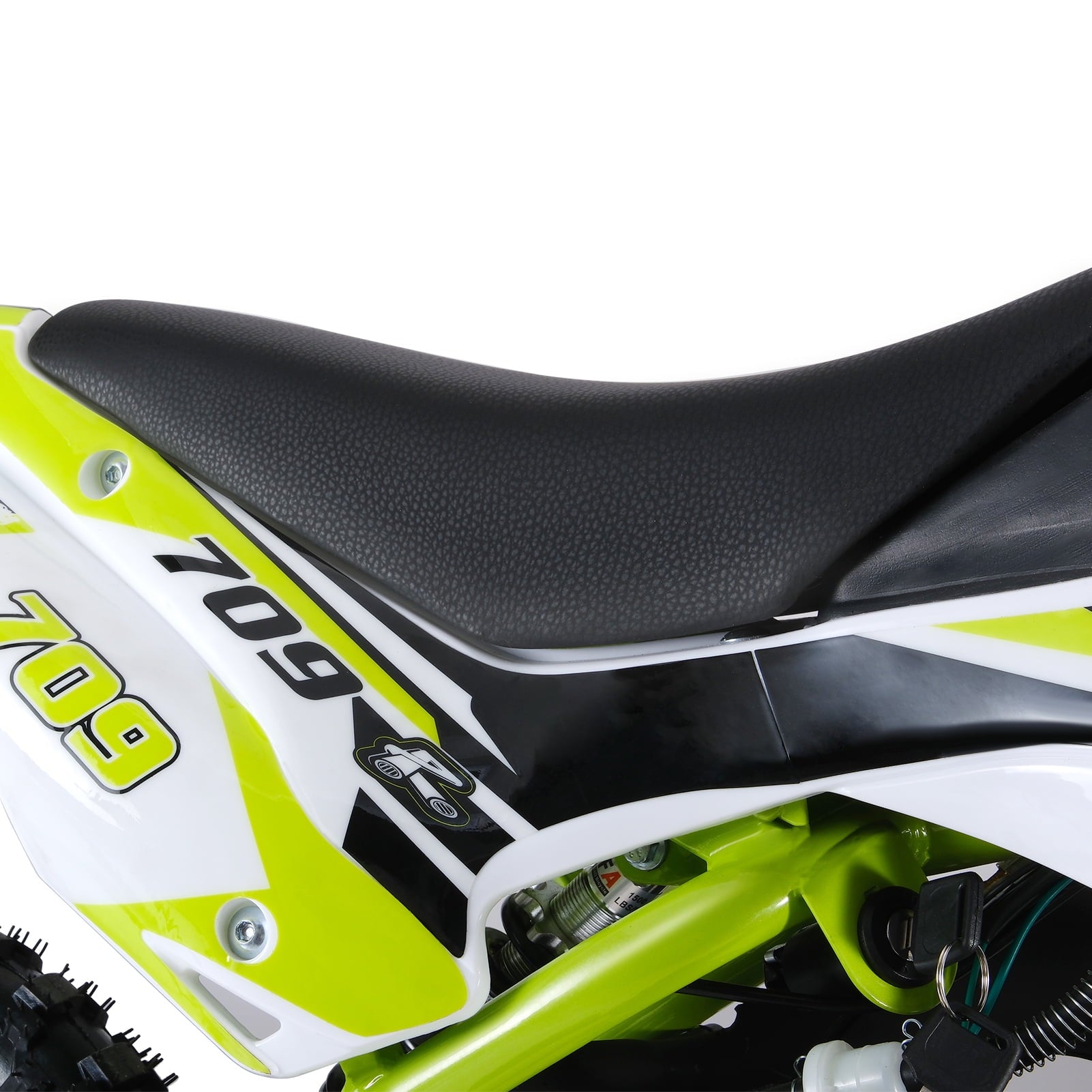 Happydeer Dirt Bike for Kids & Adults, Mini Motorcycle, 2-Stroke Pocket Rocket Motor-Bike 49cc Gas Motorcycle, Tires Shock Absorption Springs Soft Seat Off-Road Tires Shock Absorption, Yellow Green