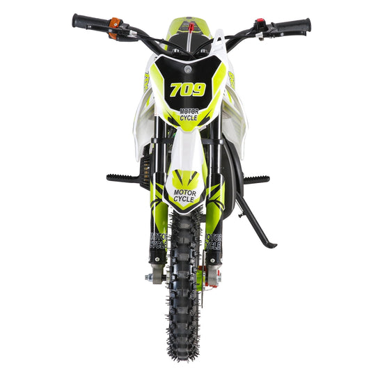 Happydeer Dirt Bike for Kids & Adults, Mini Motorcycle, 2-Stroke Pocket Rocket Motor-Bike 49cc Gas Motorcycle, Tires Shock Absorption Springs Soft Seat Off-Road Tires Shock Absorption, Yellow Green