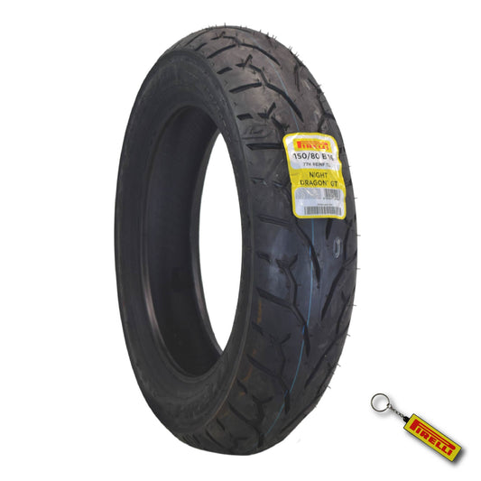 Pirelli Night Dragon GT 150/80B16 M/C 77H REINFTL Cruiser Motorcycle Rear Tire - Superior Traction & Handling for High-Performance Cruisers w/ Keychain