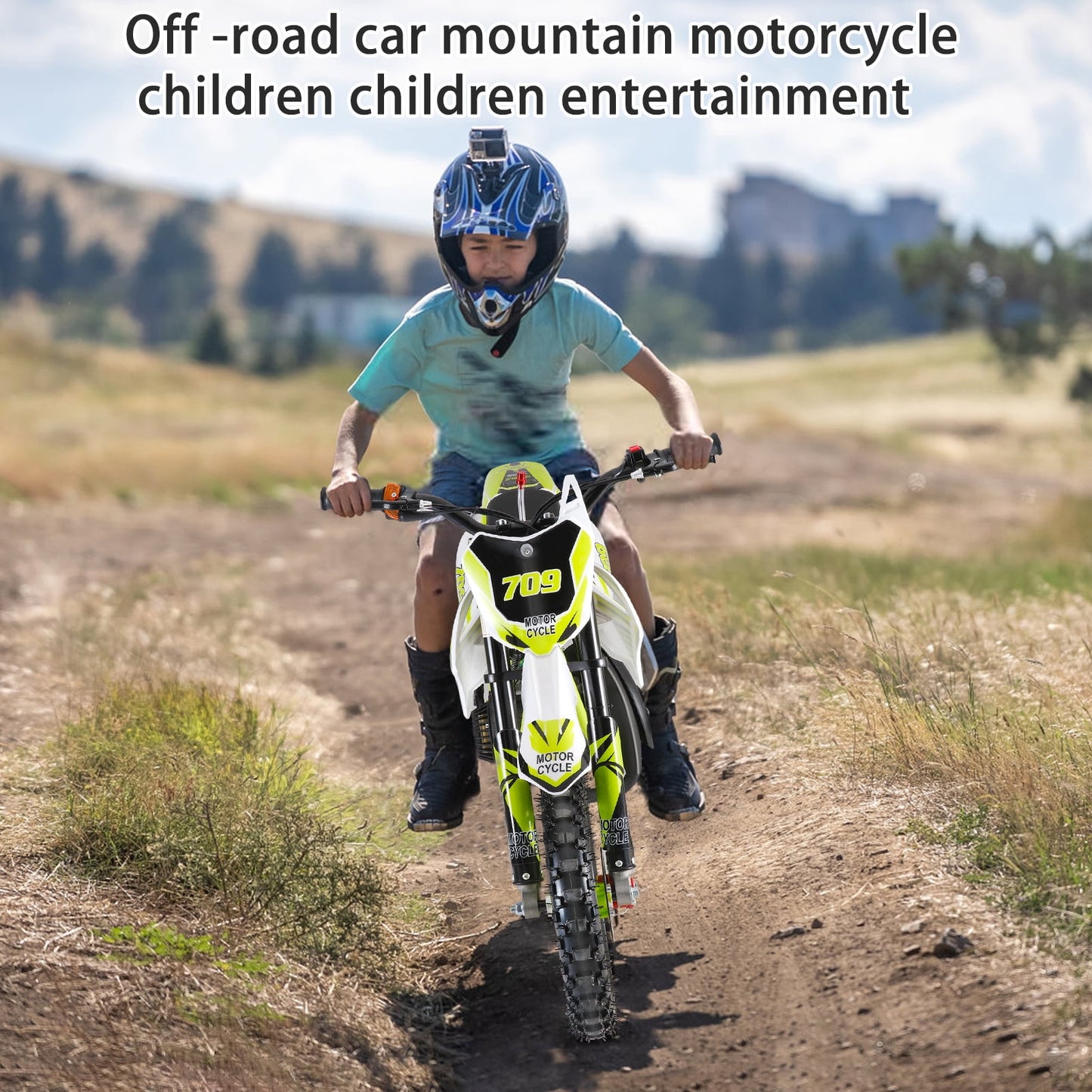 Happydeer Dirt Bike for Kids & Adults, Mini Motorcycle, 2-Stroke Pocket Rocket Motor-Bike 49cc Gas Motorcycle, Tires Shock Absorption Springs Soft Seat Off-Road Tires Shock Absorption, Yellow Green