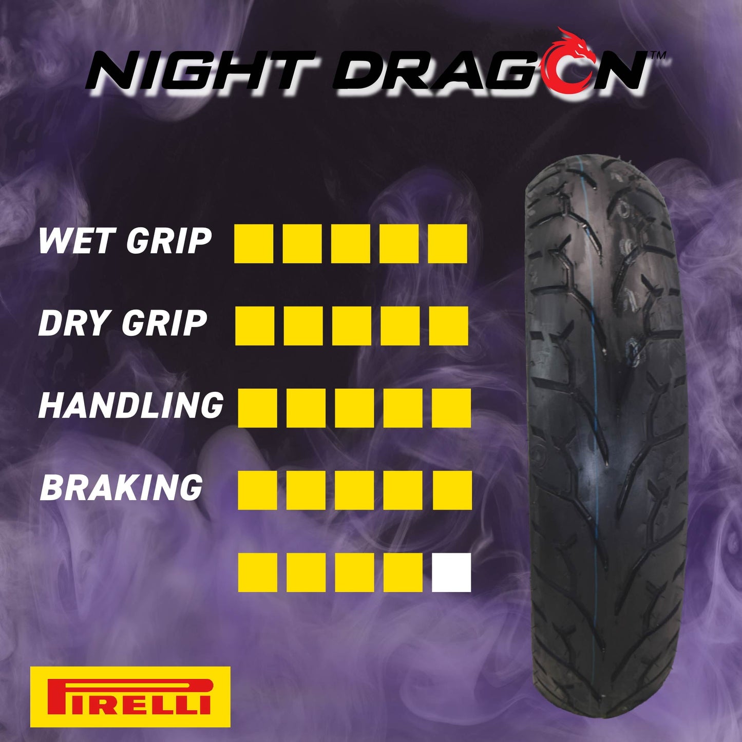 Pirelli Night Dragon GT 150/80B16 M/C 77H REINFTL Cruiser Motorcycle Rear Tire - Superior Traction & Handling for High-Performance Cruisers w/ Keychain